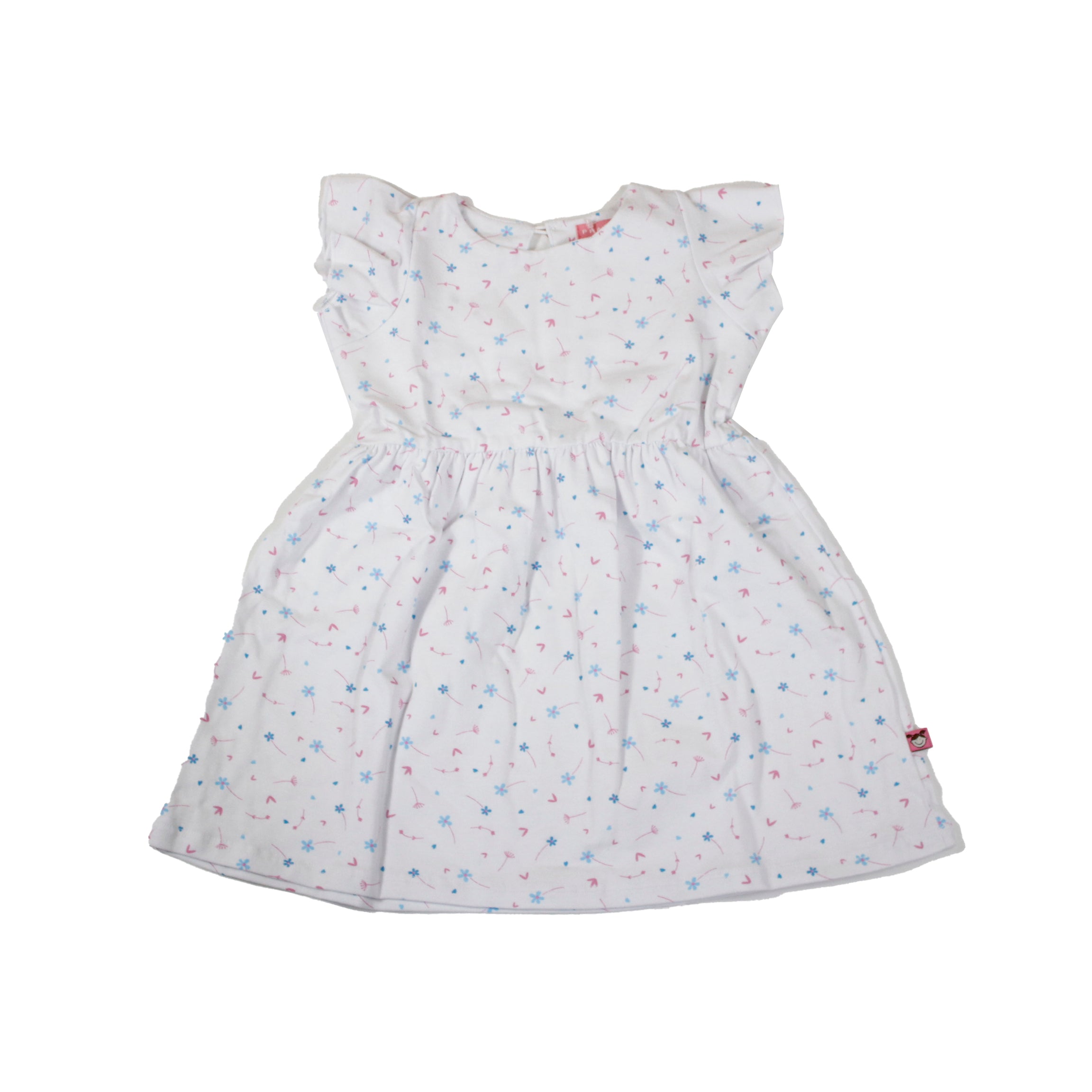 Vestido Blanco/Celeste de Manga Corta 10046 Beba